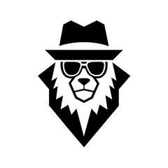 Lion with hat logo design on a white background