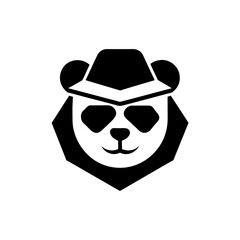 Panda with hat logo design on a white background