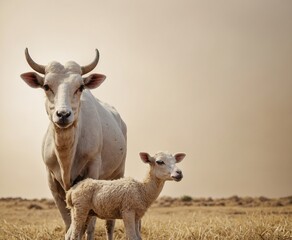 Naklejka premium Eid al Adha Qurban, a celebration of the Islamic New Year, featuring animals