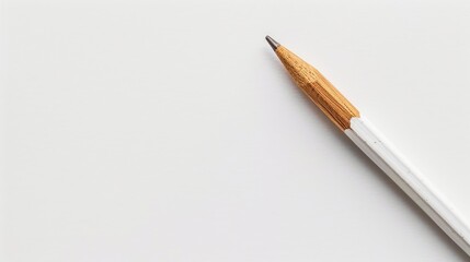 White natural wooden pencil on a white backdrop