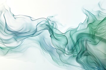 Fototapeta premium Abstract flowing lines in soft blue and green tones on a white background, representing fluidity and health