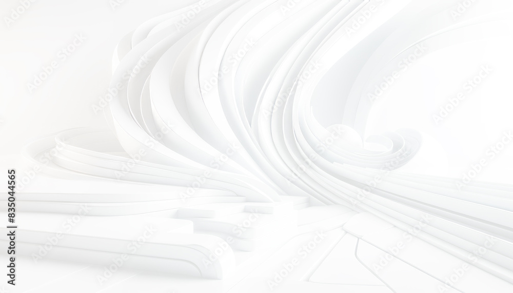 Poster abstract white waves on a clean background, minimalist style, symbolizing purity or simplicity. gene