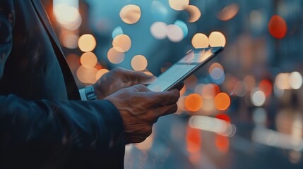 Mobility in Data Analysis: Businessman Analyzing Data On-The-Go