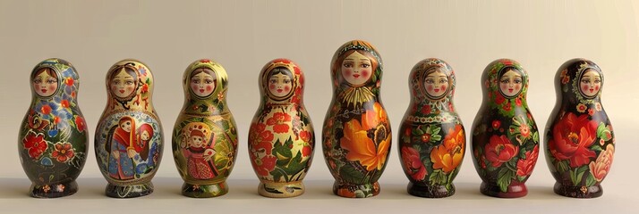 Modern Abstract Vinyl Wooden Russian Matryoshka Doll Design Decor