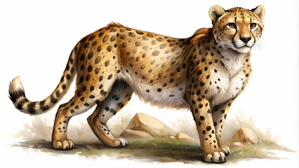 Cheetah on white background