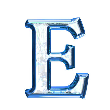 Ice symbol in a blue frame. letter e