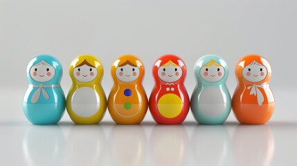 Obraz premium Modern Abstract Vinyl Wooden Russian Matryoshka Doll Design Decor