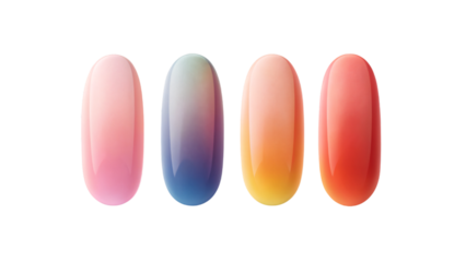 A row of colorful nails in various shapes and sizes