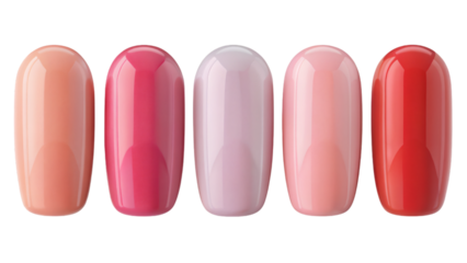 A row of colorful nails in various shapes and sizes