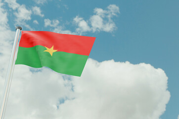 Burkina Faso Flag with Sky Background 3d illustration image