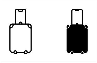 Suitcase symbol. travel luggage vector sign. Flat suitcase set icon isolated on white background. Vector illustration.