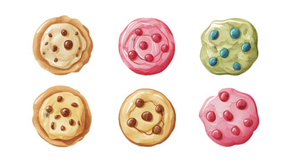 Fototapeta premium Watercolor Cookie Set Vector Illustration on Transparent Background 