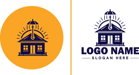 Auction house icon Auction gallery Auction center Auction mart flat logo sign symbol editable vector