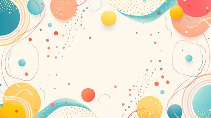 Neutral abstract geometric circles copyspace background in light pastel colors green, pink and yellow