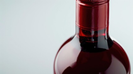 Red wine bottle up close on white background Food and beverages