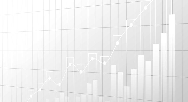 Growth chart of business and investments increase. Stock market chart with uptrend line graph. Candle stick graph chart