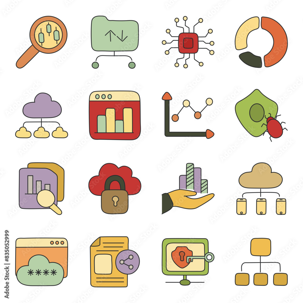 Sticker Pack of Startup and Business Flat Icon

