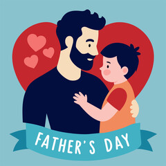 A father and son are embracing each other in celebration of Fathers Day