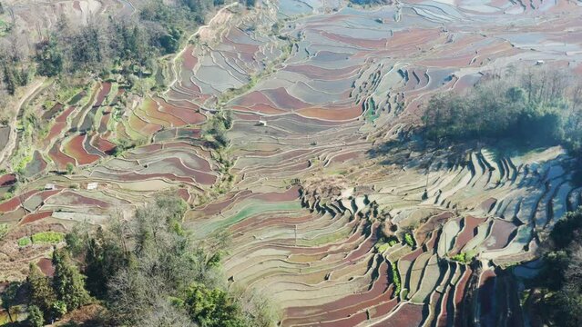 Aerial photography of the Hani Yuanyang Rice Terraces in Yunnan Province