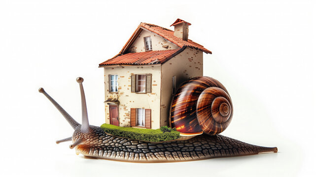 Snail's home on the move: real estate idea for property sale and rent