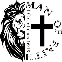 Man of Faith lion face SVG, lion of Judah svg, Christian dad svg, religious shirt svg png