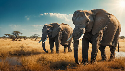 Obraz premium Elephant in Botswana National Park wilderness