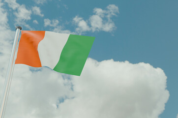 Côte d'Ivoire Flag with Sky Background 3d illustration image
