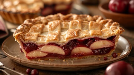 Homemade pice of pie with an image showcasing a delectable slice of this classic dessert