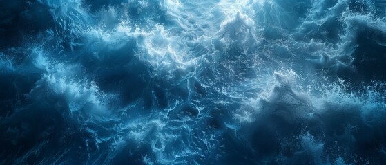 The image is of a large body of water with waves crashing against the shore - Powered by Adobe