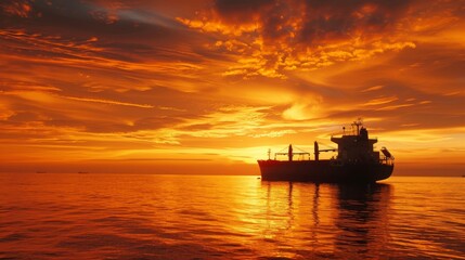 Fototapeta premium A large red ship is sailing through a body of water