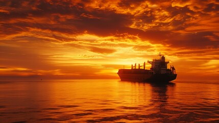 Obraz premium A large red ship is sailing through a body of water