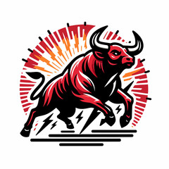 bull symbol design power buffalo business logo vector art white background