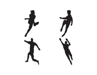 Football players silhouettes, icon vector set.