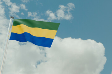 Gabon Flag with Sky Background 3d illustration image

