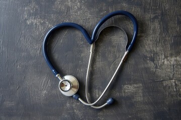 a stethoscope shaped like a heart on a table, A symbolic representation of National Doctors Day with a stethoscope forming the shape of a heart