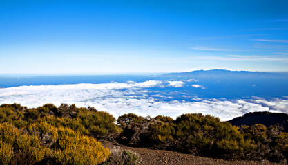 Island Gran Canaria on horizon, Canary Islands, Spain, Europe.