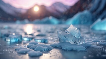 Obraz premium From Ice Cubes to Melting Glaciers: Exploring Frozen Beauty and Environmental Change
