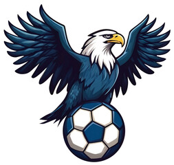 Obraz premium AI generated illustration of football team emblem. Art with an eagle holding a soccer ball.