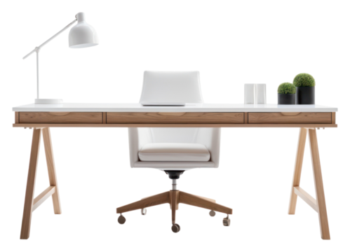 PNG  Modern working table furniture computer chair.
