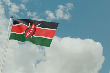 Kenya Flag with Sky Background 3d illustration image
