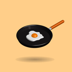 Teflon and fried eggs 3d rendering illustration