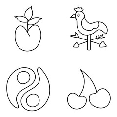 Set of Botany and Nature Linear Icons 

