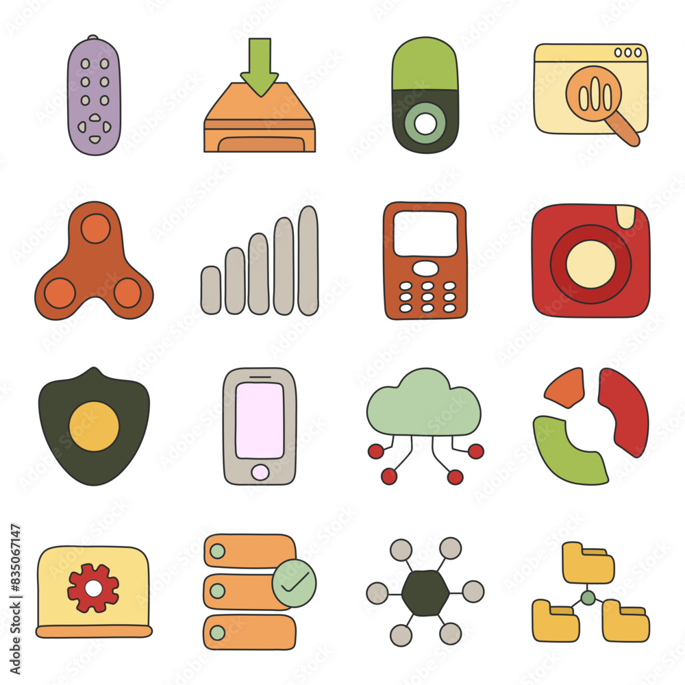 Poster Set of Gadgets Flat Icons

