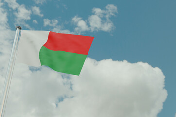 Madagascar Flag with Sky Background 3d illustration image
