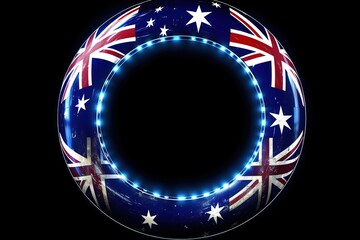 Flag of Australia in the form of a round button with a light glare and a shadow. The symbol of Independence Day, a souvenir, a button for switching the language on the site, an icon. generative ai