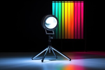 Curtains and projector lights wtih space for your text generative ai