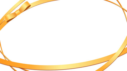 煌めく金色リボンフレームのラグジュアリーなフレームイラスト、アスペクト比16:9