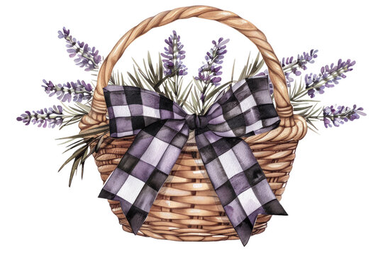 recommend clip art: Watercolor Basket with Lavender and Checkered Bow