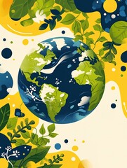 World Environment Day, World Earth Day, Simple and Creative Atmosphere Green Public Welfare Poster Background Material Illustration
