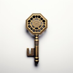 Obraz premium A gold key with a clock on it